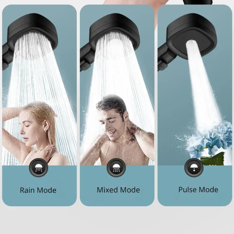Ducha de Alta Presión con Ahorro de Agua – Cabezal de 3 Modos Ajustables con Botón de Pausa