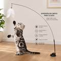 Juguete Interactivo para Gatos con Ventosa | Varita Automática con Plumas y Pájaro para Estimular su Instinto de Caza