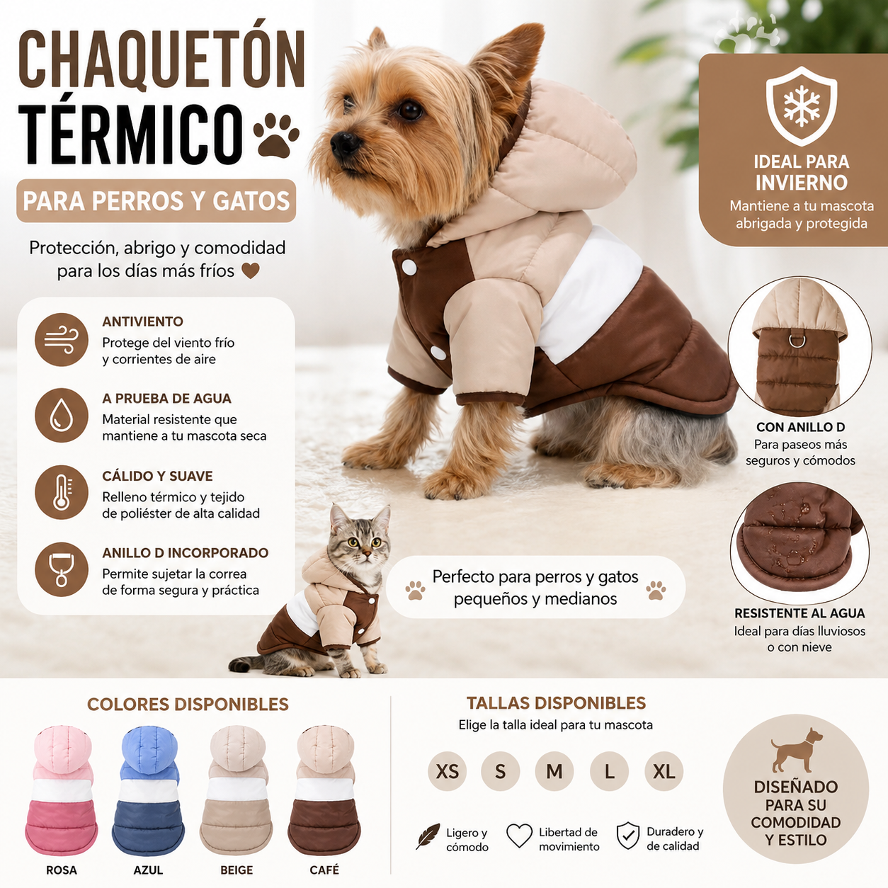 Sudadera con Capucha para Perros – Abrigo de Invierno para Mascotas